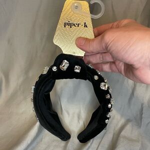 NWT Piper K Black Headband with Silver Accents
